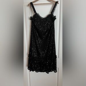 New York & Company Black Sequin Sheath Mini Dress
